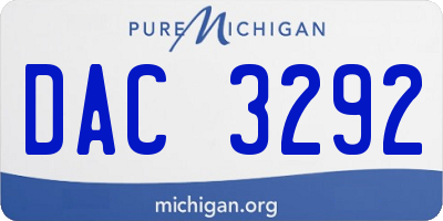 MI license plate DAC3292