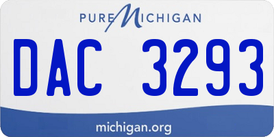 MI license plate DAC3293