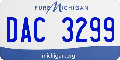 MI license plate DAC3299