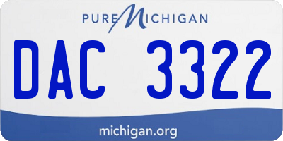 MI license plate DAC3322