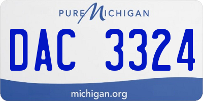 MI license plate DAC3324