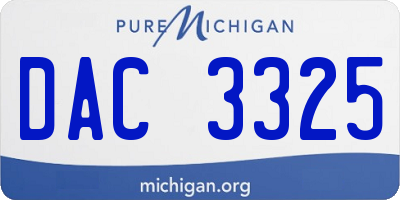 MI license plate DAC3325