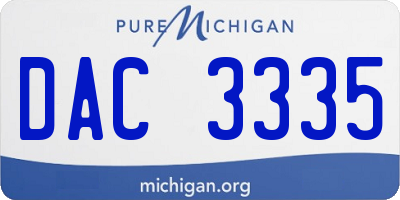 MI license plate DAC3335