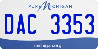 MI license plate DAC3353