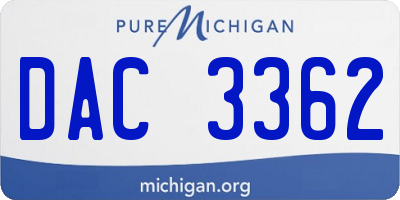 MI license plate DAC3362