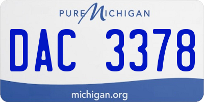 MI license plate DAC3378