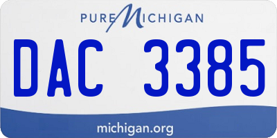 MI license plate DAC3385