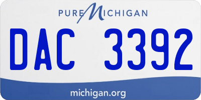 MI license plate DAC3392