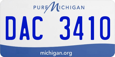 MI license plate DAC3410