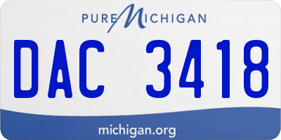 MI license plate DAC3418