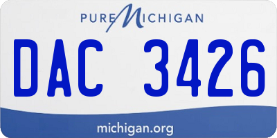 MI license plate DAC3426
