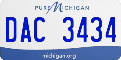 MI license plate DAC3434