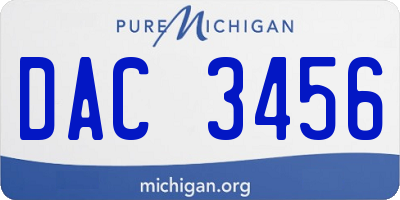 MI license plate DAC3456