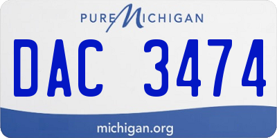 MI license plate DAC3474