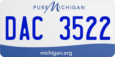 MI license plate DAC3522