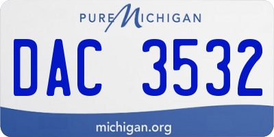 MI license plate DAC3532