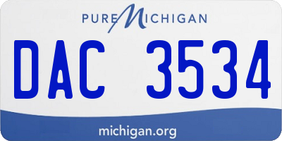 MI license plate DAC3534