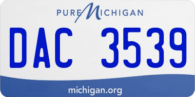 MI license plate DAC3539