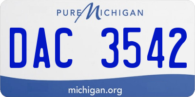 MI license plate DAC3542