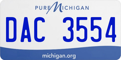 MI license plate DAC3554