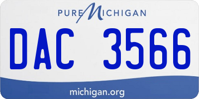 MI license plate DAC3566