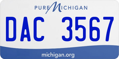MI license plate DAC3567