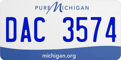 MI license plate DAC3574