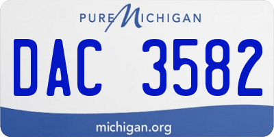 MI license plate DAC3582