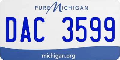 MI license plate DAC3599