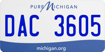 MI license plate DAC3605