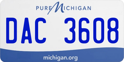 MI license plate DAC3608