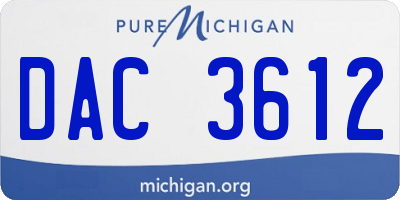 MI license plate DAC3612