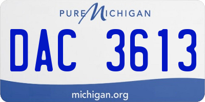 MI license plate DAC3613