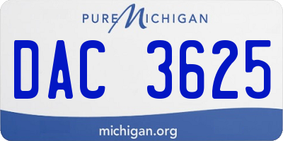 MI license plate DAC3625