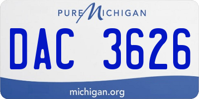 MI license plate DAC3626