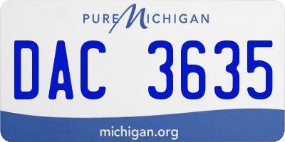 MI license plate DAC3635