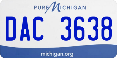 MI license plate DAC3638