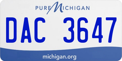 MI license plate DAC3647