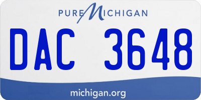 MI license plate DAC3648