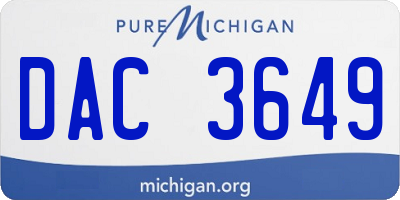 MI license plate DAC3649