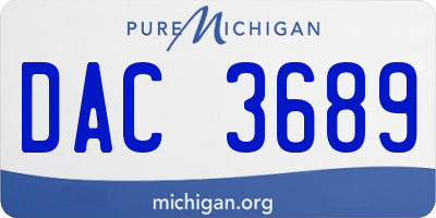 MI license plate DAC3689