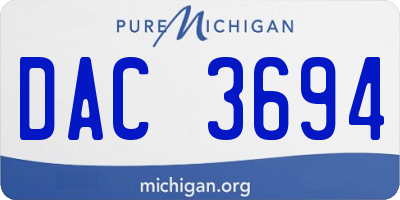 MI license plate DAC3694