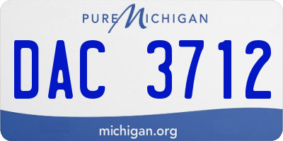 MI license plate DAC3712
