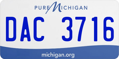MI license plate DAC3716