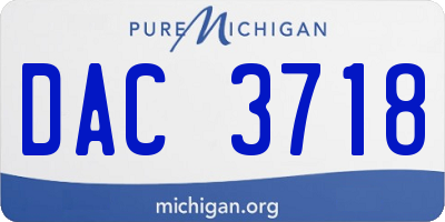 MI license plate DAC3718