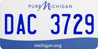 MI license plate DAC3729