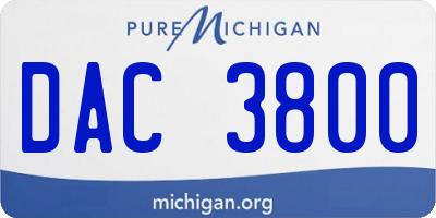 MI license plate DAC3800