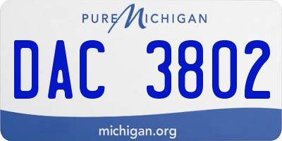 MI license plate DAC3802