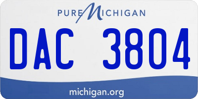 MI license plate DAC3804
