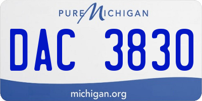 MI license plate DAC3830